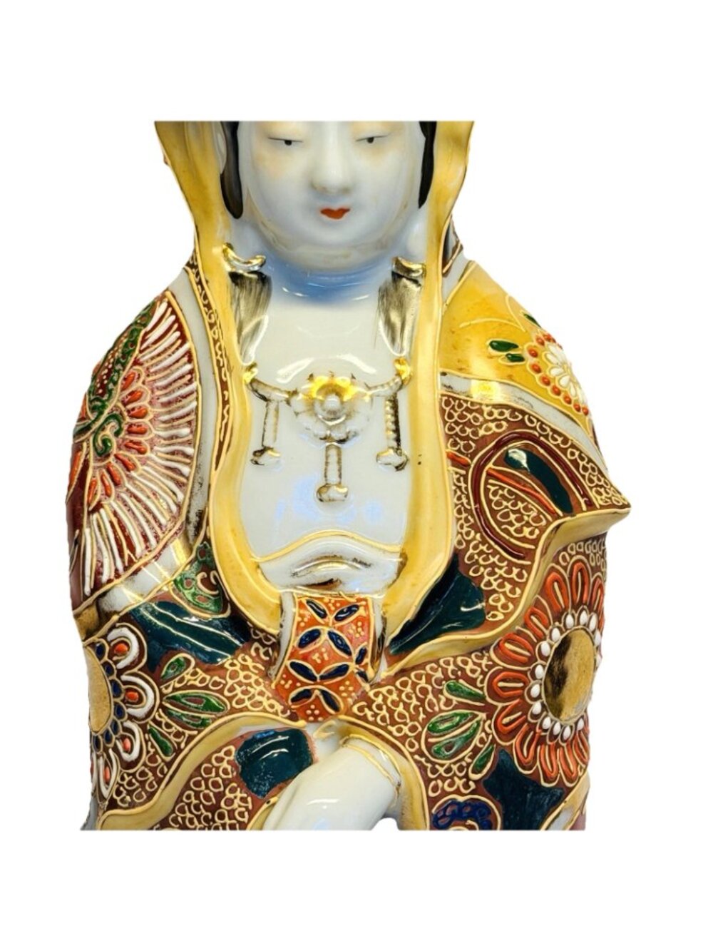 Japanese Kutani Buddhist Bodhisattva Kannon Kuan Yin Mercy Statue Moriage - Picture 4 of 15